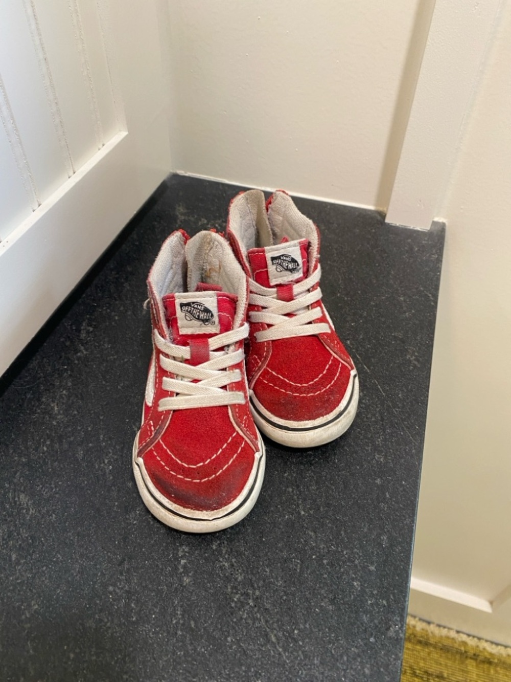Toddler Vans Sk8 Hi Red and White High-Top Sneakers